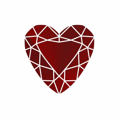 Фианит гранатовый сердце 8 x 8