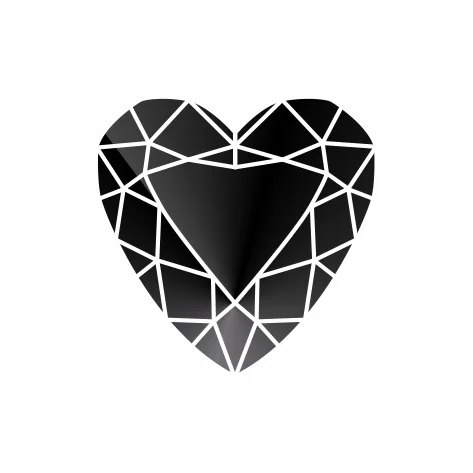 Фианит черный сердце 9 х 9