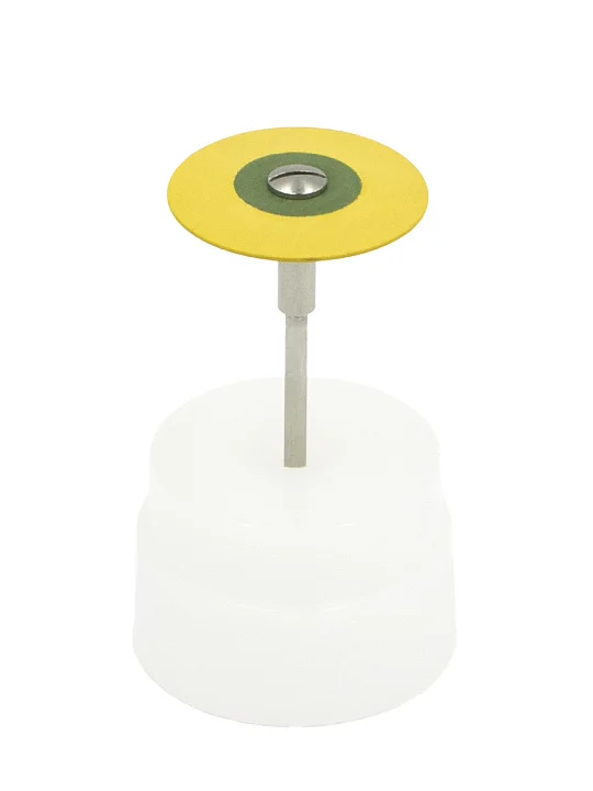 Резинка с алмазной крошкой (линза 26х3 мм, желтый, мелкий)  №1