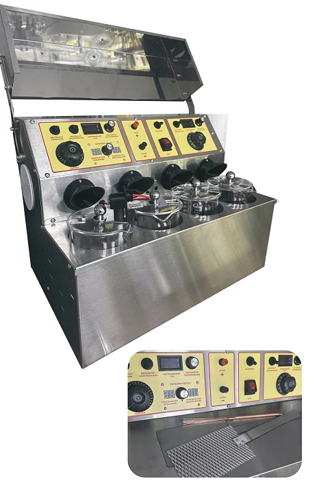 Гальваноустановка 4*1000мл с одним нагревательным элементом, одной мешалкой, подогревом ванны