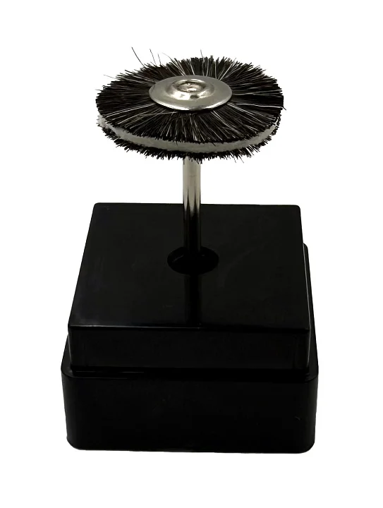 Щетка-диск для б/м., с держ., коричн., коза, с бел., замш., ф=22 мм