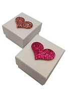 Превью Футляр 50х56х34 под Кольца, белый, розовое сердечко №1