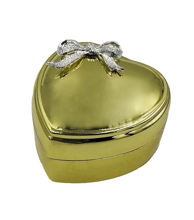 ХТТ-20 футляр сердечко с бантом золотистый пластик №1