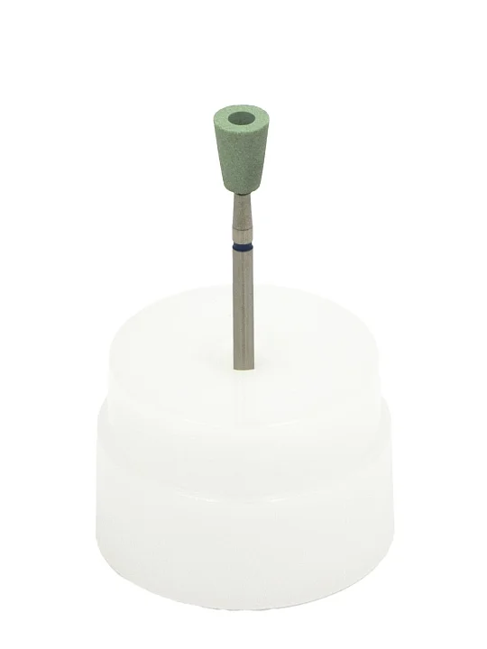 Абразивный камень с алмазной крошкой для полировки циркона, с держ., обратный конус, ф=7х8 мм №1