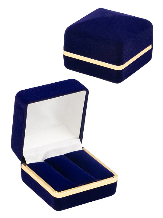 ЖФУ-3В футляр с золтой каймой под серьги, синий №1