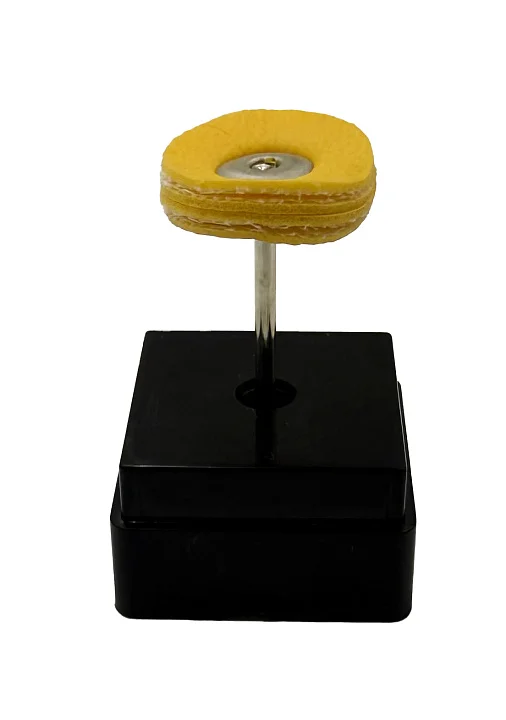 Щетка-диск для б/м., с держ., желт., кожа, ф=22 мм