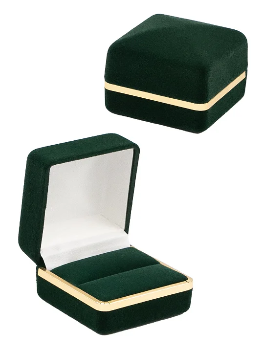 ЖФУ-3В футляр с золотой каймой под кольцо, зеленый №1