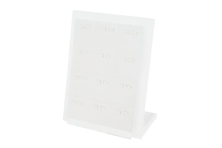 Планшет под серьги с ножкой 24*31 белый кож. зам.