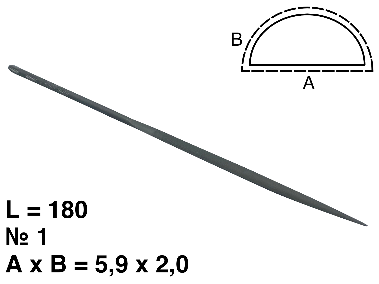 картинка Надфиль полукруглый L=180 №1 от Клио