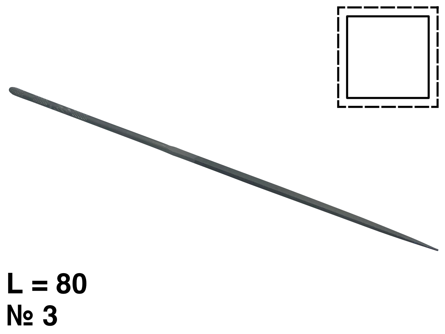картинка VALLORBE НАПИЛЬНИК КВАДРАТНЫЙ ИГОЛЬЧАТЫЙ L=80мм №3 от Клио