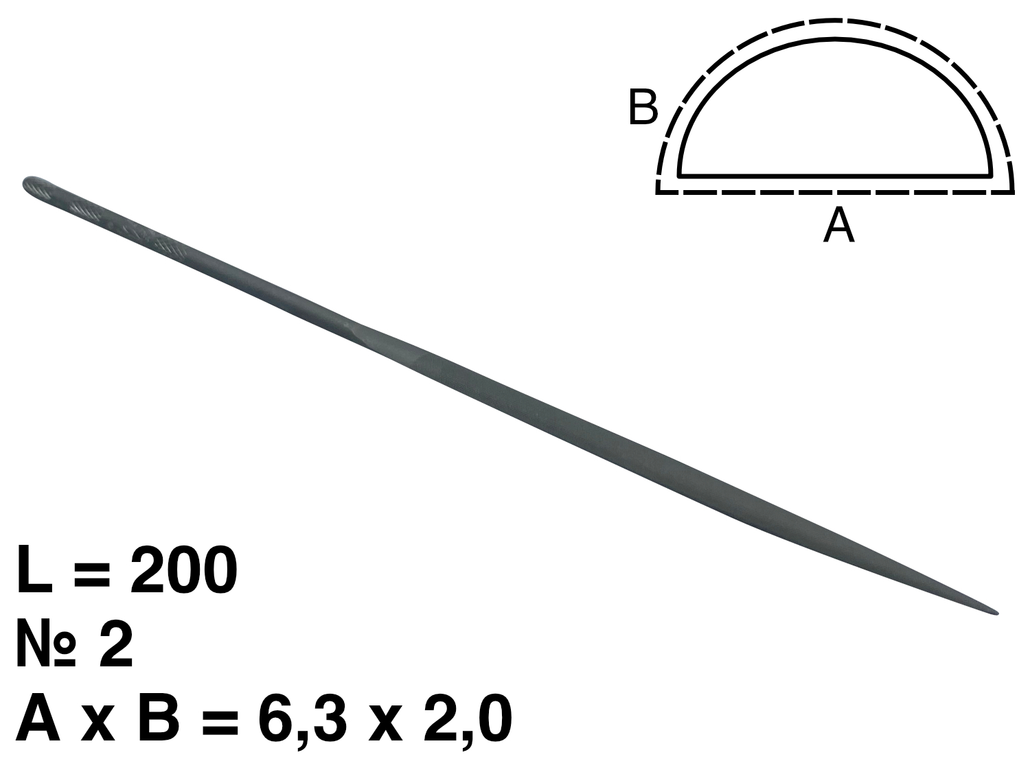 картинка Надфиль полукруглый L=200 №2 от Клио