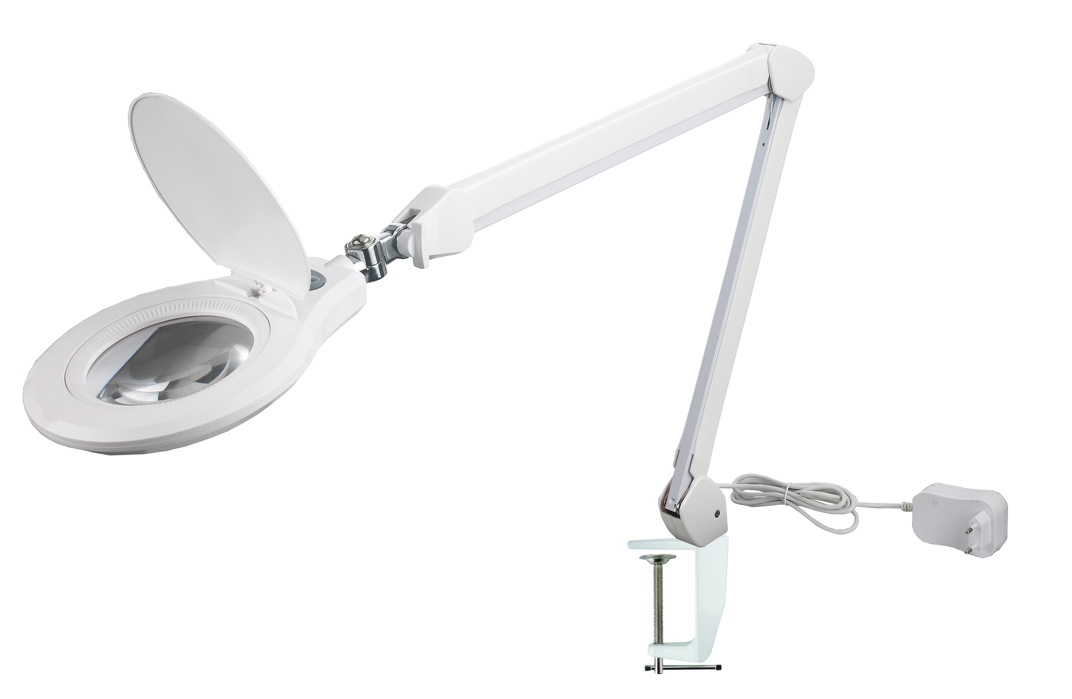 картинка Лампа с лупой 5х, c диммером, на струбцине, LED от Клио