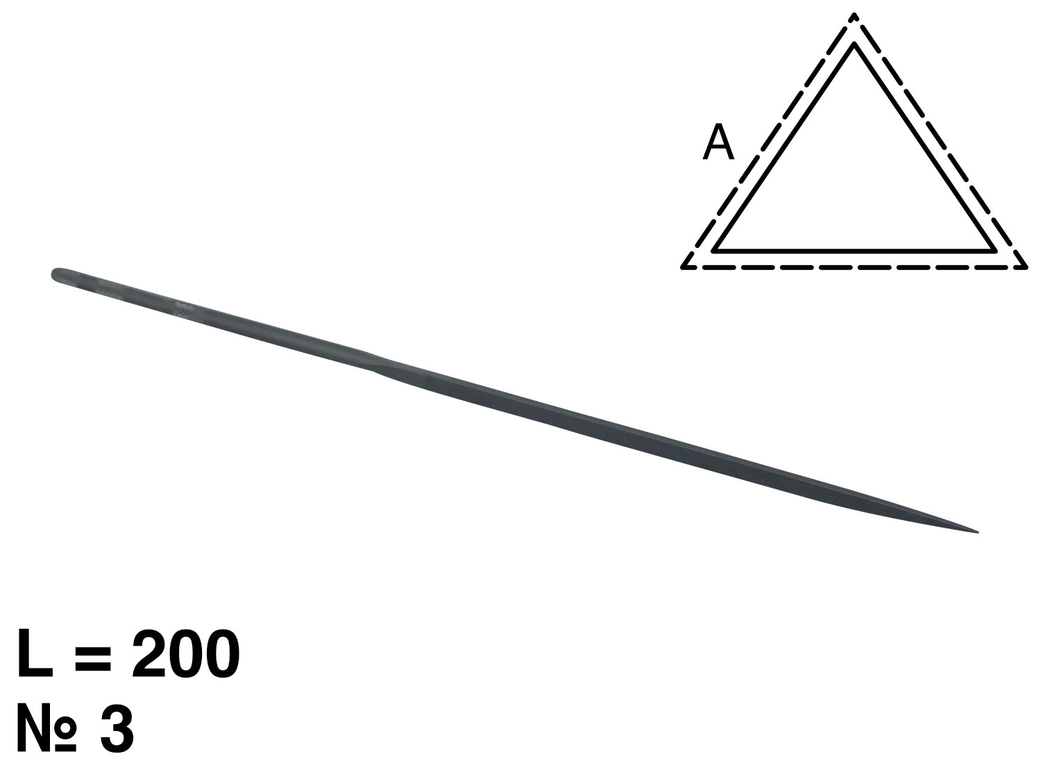 картинка Надфиль треугольный, L=200мм, №3 от Клио