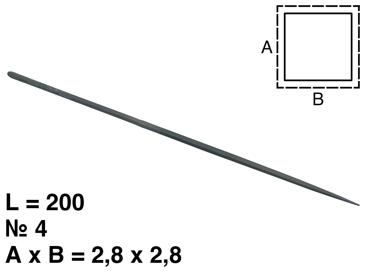 картинка Надфиль квадратный L=200 №4 от Клио