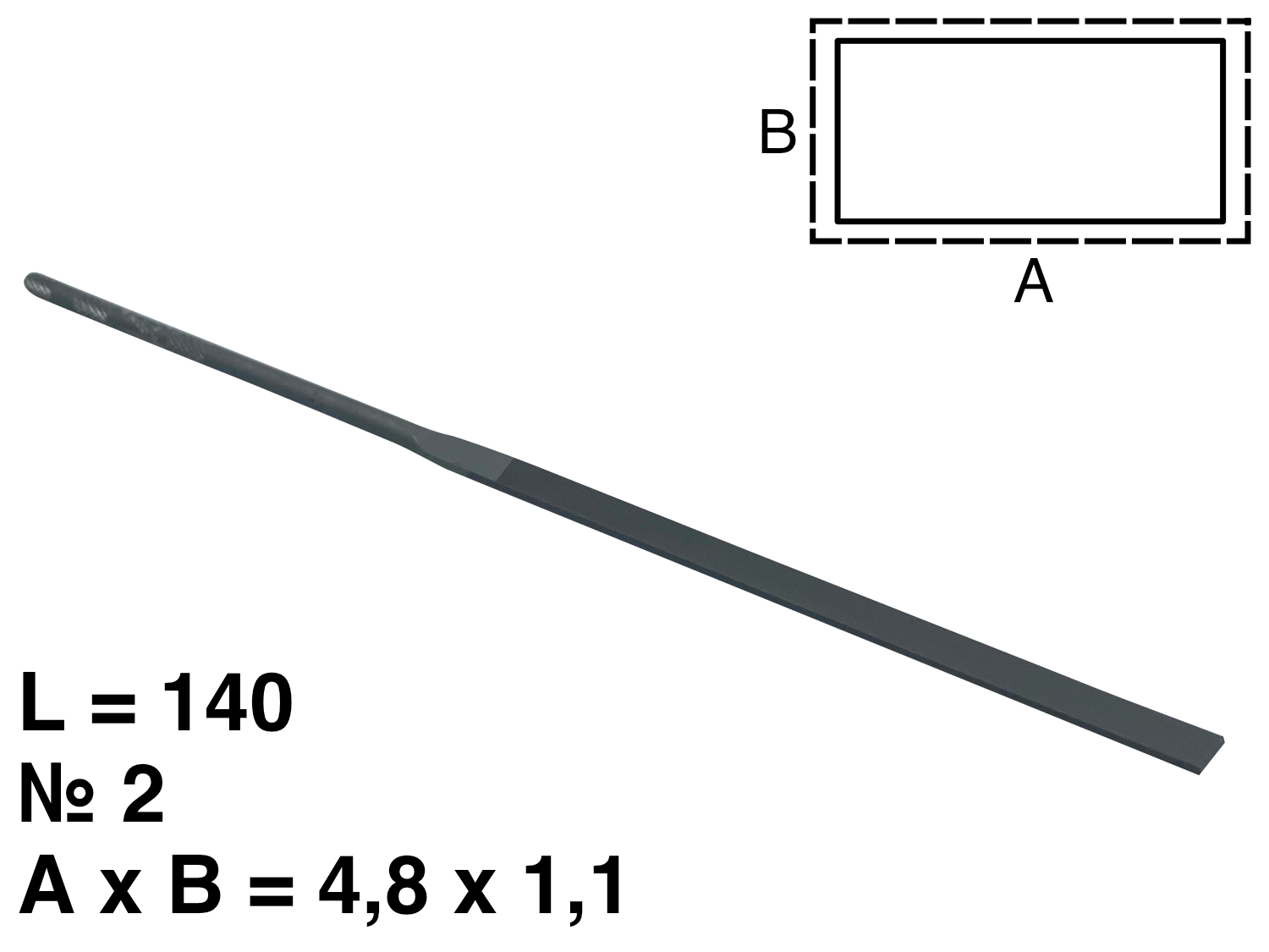 картинка Надфиль плоский L=140 мм N2 от Клио