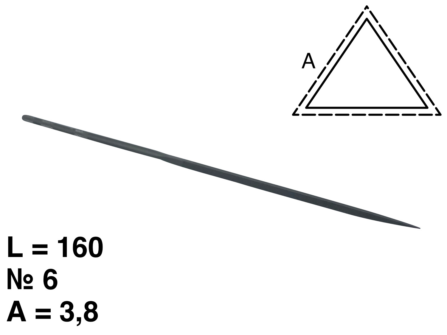 картинка Надфиль треугольный L=160мм №6 от Клио