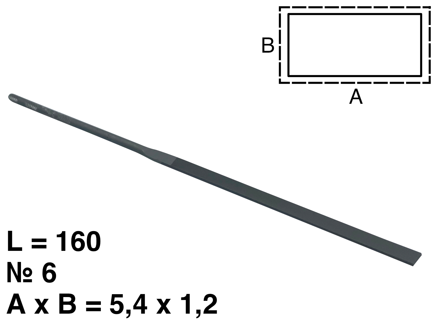 картинка Надфиль плоский L=160мм №6 от Клио