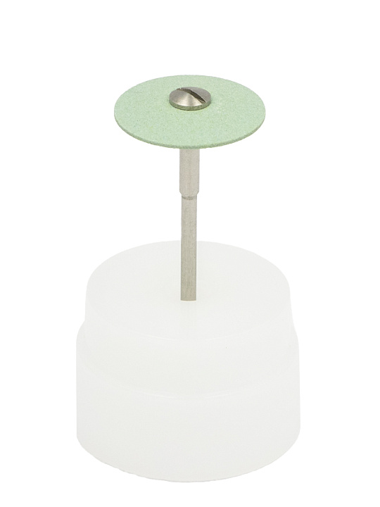 Абразивный камень с алмазной крошкой для полировки циркона, с держ., линза, ф=24х2 мм №1